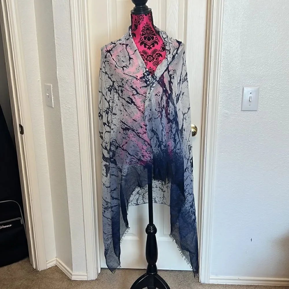 Lovely Blue Ombre and White Scarf/Wrap